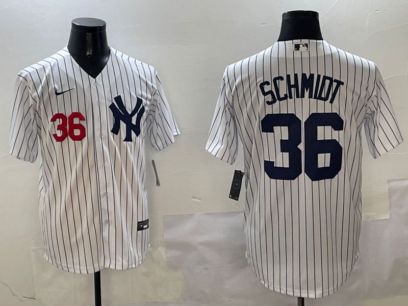 Men New York Yankees #36 Schmidt White Stripe Game 2025 Nike MLB Jersey style 2->new york yankees->MLB Jersey
